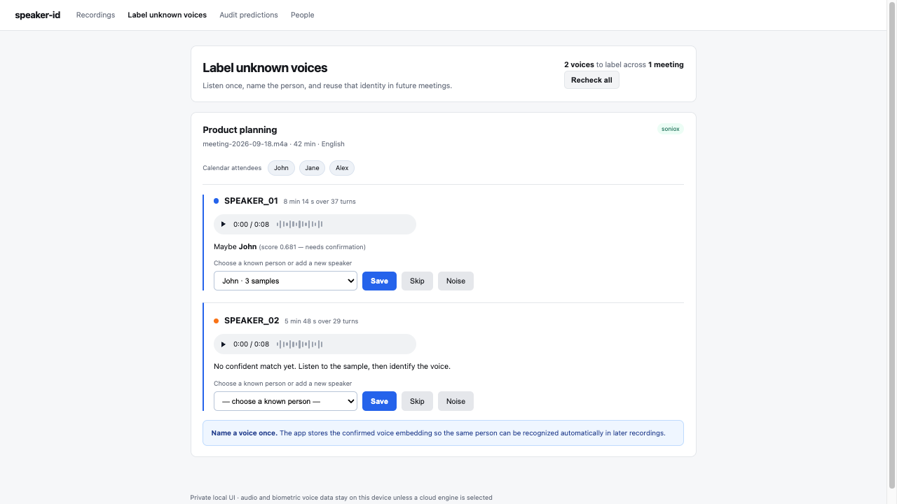 Label speakers audio AI