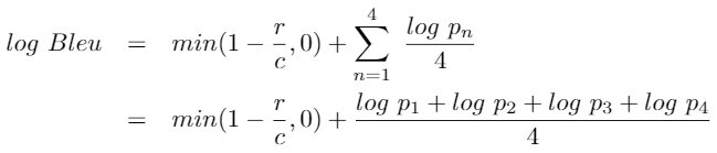 Bleu Score formula (Image by Author)