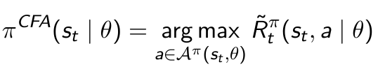Cost Function Approximation (CFA) augments reward functions to incorporate downstream effects, without overtly defining value functions for this purpose.